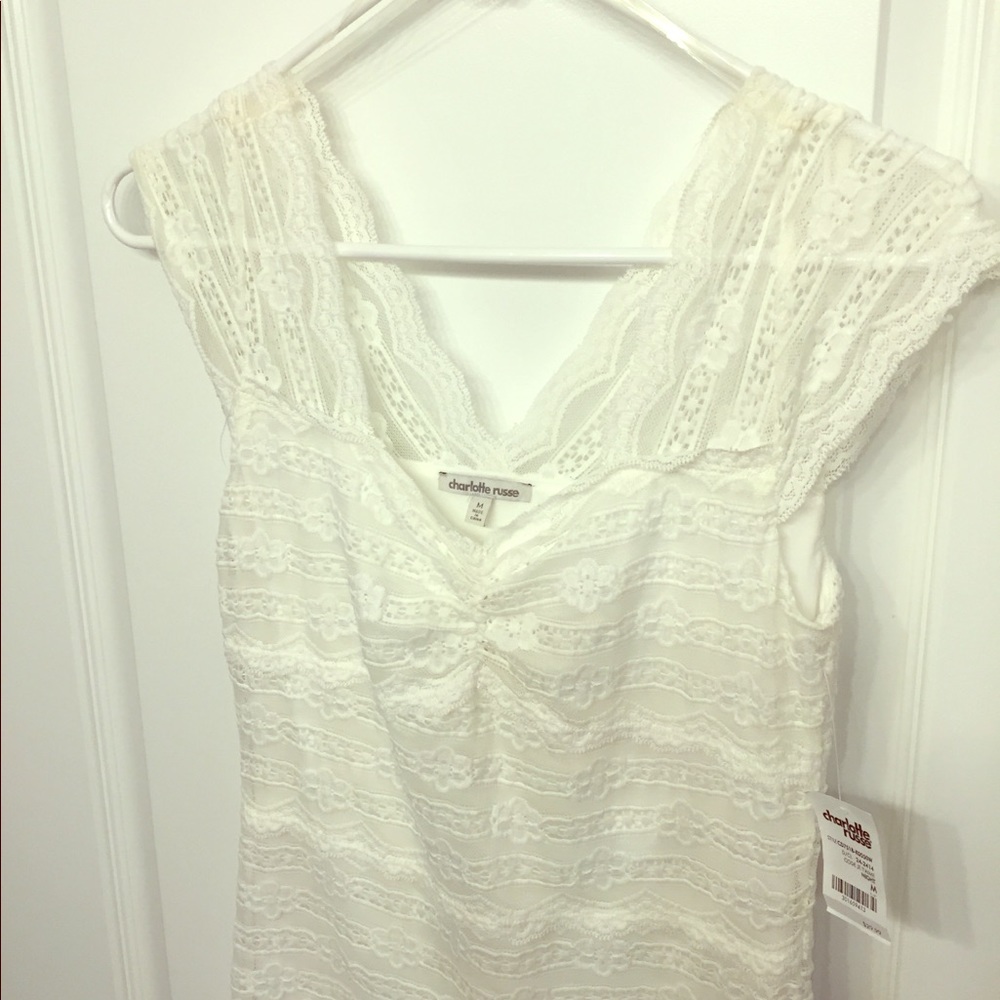 NWT Charlotte Russe lace off white dress, medium